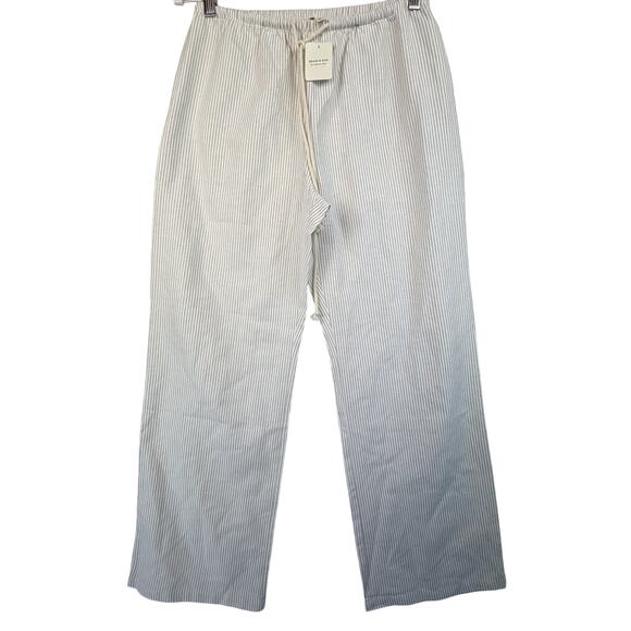 BRASS & ROE by cts Pants - NWT Brass & Roe‎ Wide Leg Pants Womens Size S Tan White Striped Drawstring $52